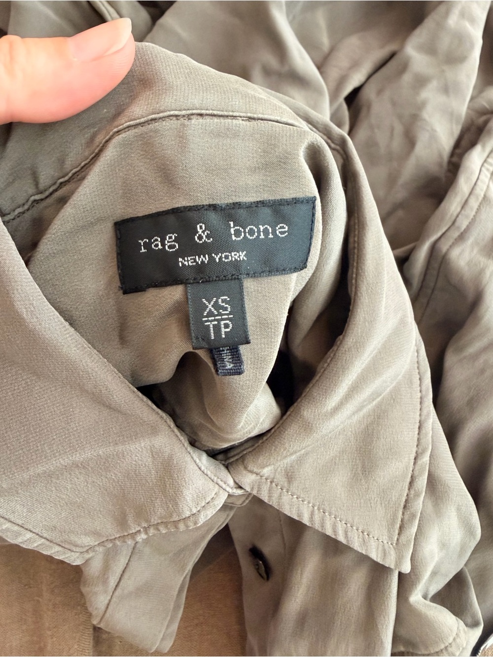 rag & bone 100% Silk Taupe Button Down Top